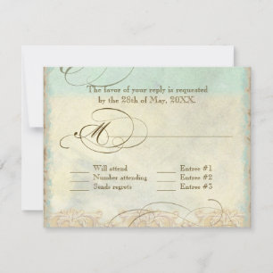 Sea Turtle Modern Coastal Ocean Beach Swirls Style RSVP Card