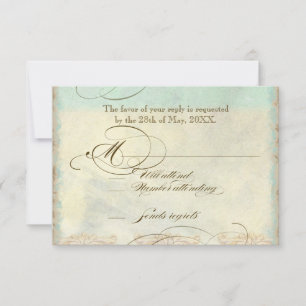 Sea Turtle Modern Coastal Ocean Beach Swirls Style RSVP Card
