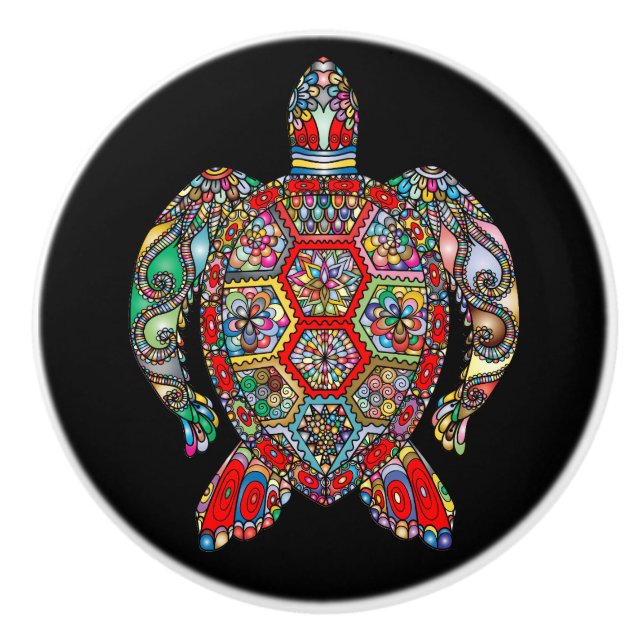 Sea turtle mosaic ceramic knob (Front)
