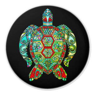 Sea turtle mosaic ceramic knob