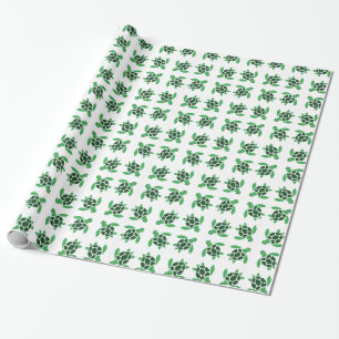 Sea Turtle Mosaic in Jade Green Wrapping Paper