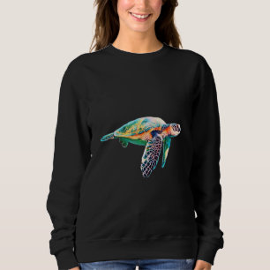 Sea Turtle Motif Sea Animals Ocean colourful Turtl Sweatshirt
