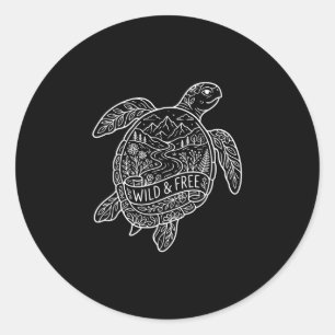Sea turtle mountain nature outdoor camping hiking classic round sticker