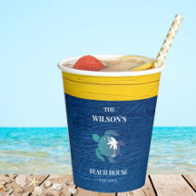 Sea Turtle Navy Blue Wood Family Beach House