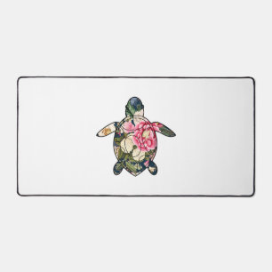 Sea Turtle navy floral Desk Mat
