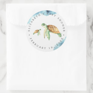 Sea Turtle   Ocean Baby Shower Favour Classic Round Sticker