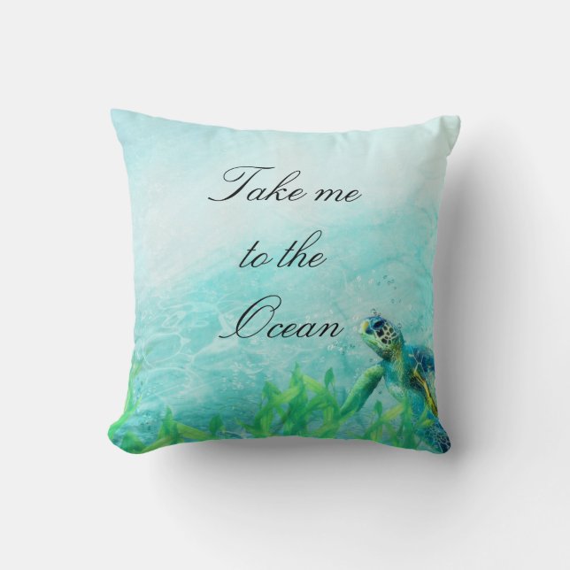 Sea Turtle Ocean Beach Art Elegant Tropical Chic Cushion (Front)
