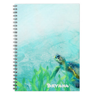 Sea Turtle Ocean Beach Art Personalised Custom Notebook