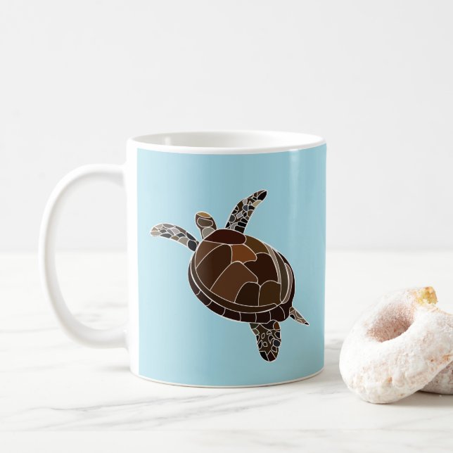 Sea Turtle Ocean Beach Coffee Mug (With Donut)