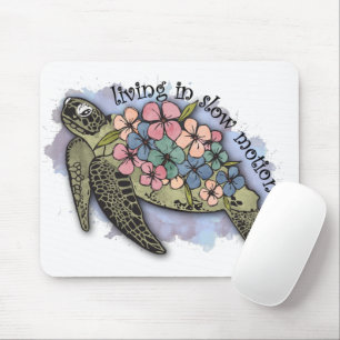 Sea Turtle Ocean Flowers Typography Slow Motion  Mouse Pad