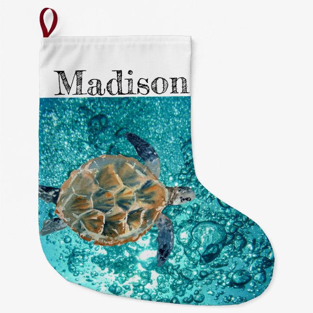 Sea Turtle Ocean  Large Christmas Stocking (Front)