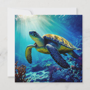 Sea Turtle Ocean Marine Life Beach Nature Animals Card