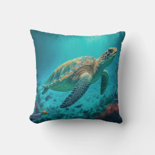 Sea Turtle Ocean Marine Life Beach Nature Animals Cushion
