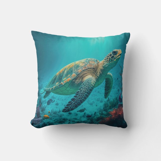 Sea Turtle Ocean Marine Life Beach Nature Animals Cushion (Front)