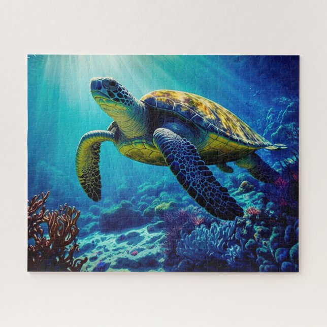 Sea Turtle Ocean Marine Life Beach Nature Animals Jigsaw Puzzle (Horizontal)