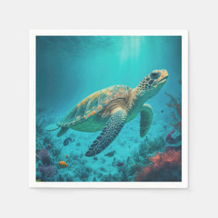 Sea Turtle Ocean Marine Life Beach Nature Animals Napkin