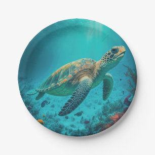 Sea Turtle Ocean Marine Life Beach Nature Animals Paper Plate