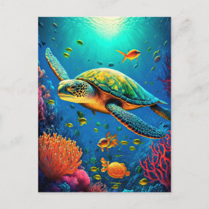 Sea Turtle Ocean Marine Life Beach Nature Animals Postcard