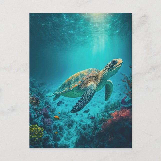 Sea Turtle Ocean Marine Life Beach Nature Animals Postcard (Front)