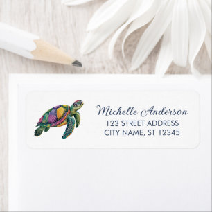Sea Turtle Ocean  Nautical Return Address Label   