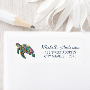 Sea Turtle Ocean  Nautical Return Address Label   