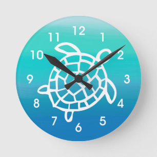 Sea Turtle Ocean Watercolors Wall Clock