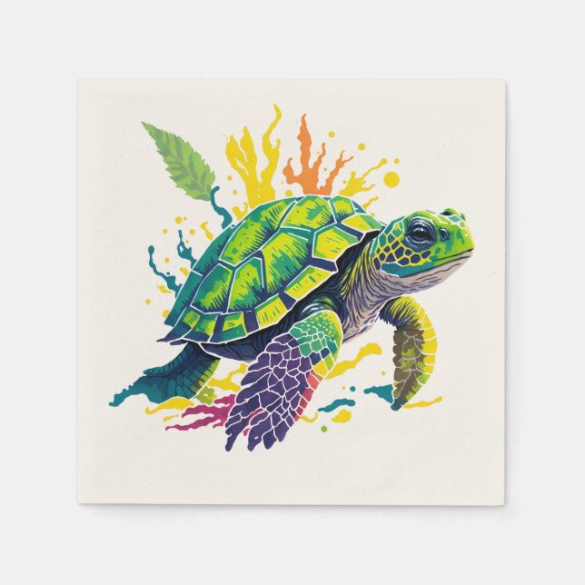 SEA TURTLE ON A SUMMER'S DAY   NAPKIN (Front)