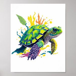 SEA TURTLE ON A SUMMER'S DAY  POSTER