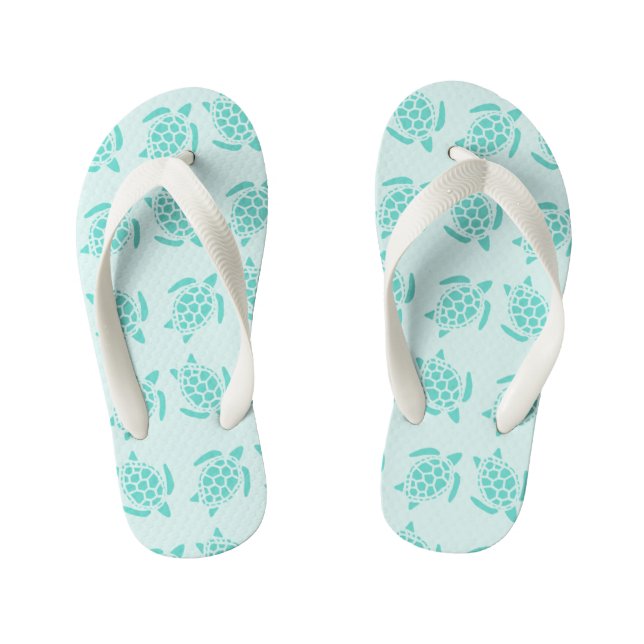 Sea Turtle on Ocean Blue Nautical Under the Sea Kid's Thongs (Footbed)