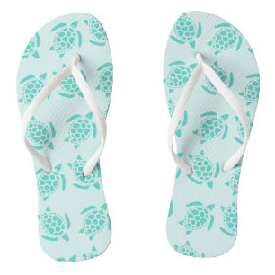 Sea Turtle on Ocean Blue Nautical Wedding Thongs