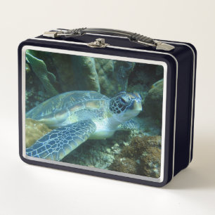 Sea Turtle on Seabed Photo Metal Lunch Box
