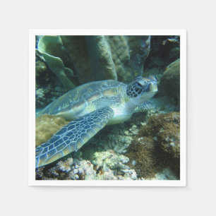 Sea Turtle on Seabed Photo Napkin