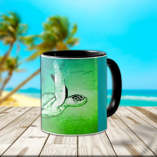 Sea Turtle Original Art Two Tone Coffee Mug