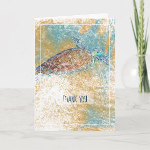 Sea Turtle Painted Art Thank You Card