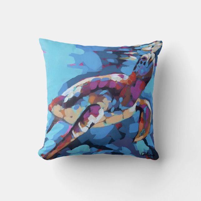 Sea Turtle Painting - Ocean Life Home Decor Cushion (Front)
