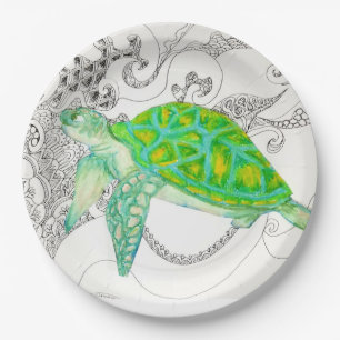 sea turtle paper plate