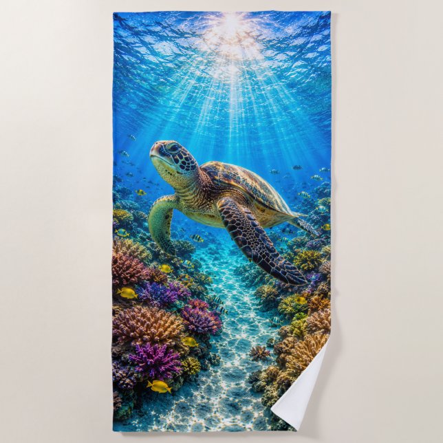 Sea Turtle Paradise Beach Towel (Front)