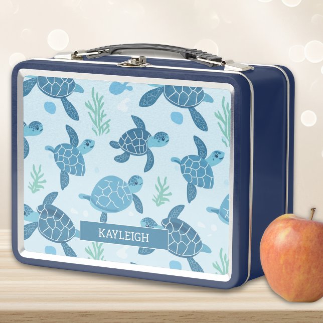 Sea Turtle pattern Backpack Metal Lunch Box (Creator Uploaded)