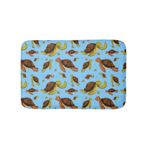 Sea Turtle Pattern Bath Mat