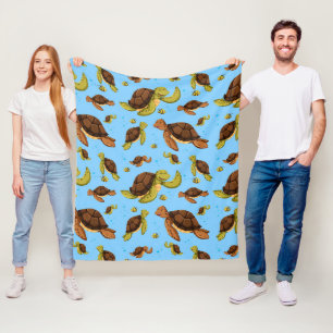 Sea Turtle Pattern Fleece Blanket