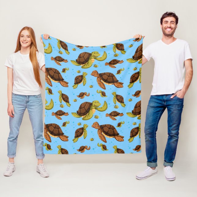 Sea Turtle Pattern Fleece Blanket (In Situ)