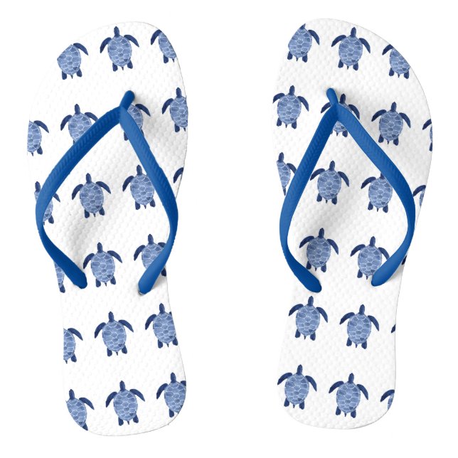 Sea Turtle Pattern in indigo Thongs (Footbed)