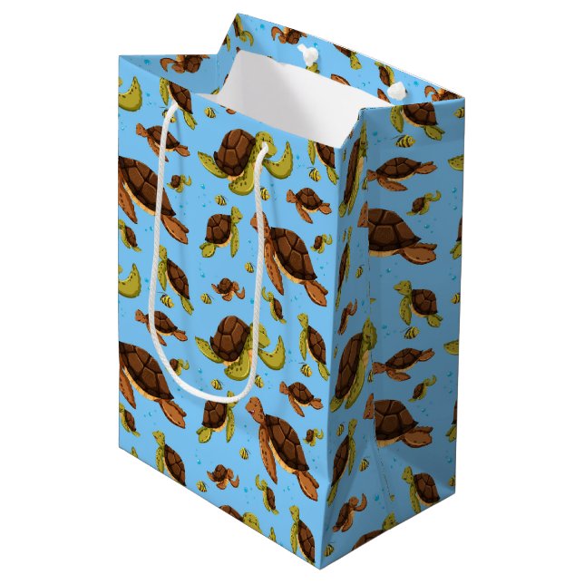 Sea Turtle Pattern Medium Gift Bag (Front Angled)