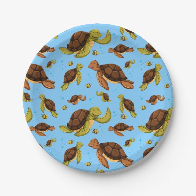Sea Turtle Pattern Paper Plate (Front)