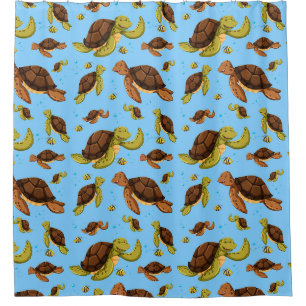 Sea Turtle Pattern Shower Curtain