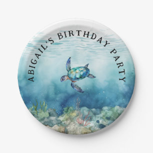 Sea Turtle Personalised Birthday Party  Paper Plate