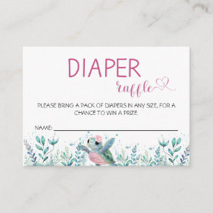 Sea Turtle Pink Diaper Raffle Baby Shower Enclosure Card
