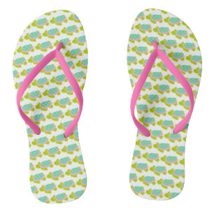 Sea Turtle Pink Strap Flip Flops