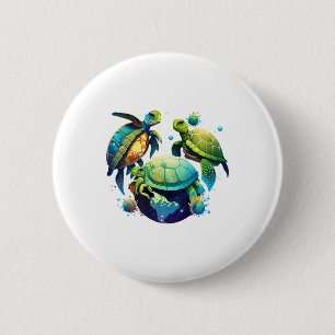 Sea Turtle Planet World Environment Earth Day 6 Cm Round Badge
