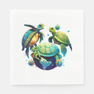 Sea Turtle Planet World Environment Earth Day Napkin